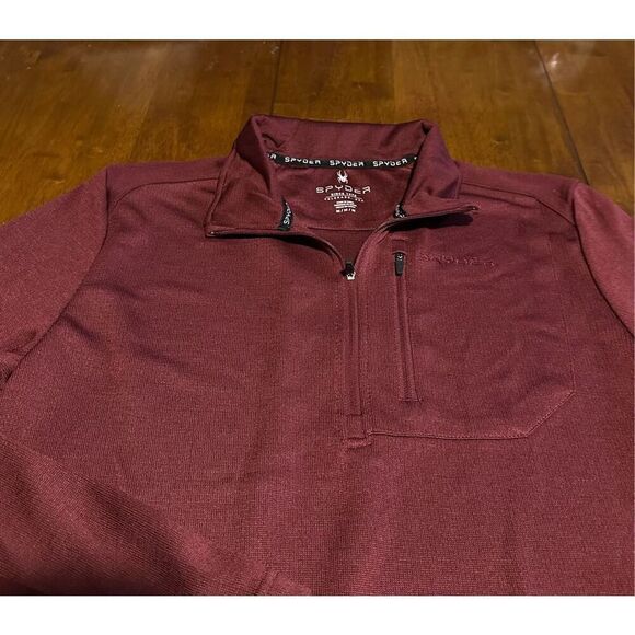 Spyder Mens Maroon 1/4 Zip Pullover Thermal wicking Sweater Shirt New Size M - Picture 4 of 12